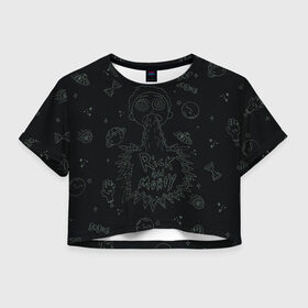 Женская футболка Cropp-top с принтом Planet Morty In Space в Тюмени, 100% полиэстер | круглая горловина, длина футболки до линии талии, рукава с отворотами | dsgnosadchaya | rick  morty | space debris | vdosadir | джастин ройланд | дэн хармон | миссикс | планета | плюмбус | рик и морти