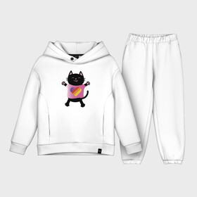 Детский костюм хлопок Oversize с принтом Black cat в Тюмени,  |  | black | cat | eyes | heart | like | likee | moustache | mouth | nose | paws | smile | tail | tounge | глаза | кот | котенок | кошка | лапы | нос | рот | сердце | улыбка | усы | хвост | черный | язык