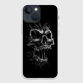 Чехол для iPhone 13 mini с принтом Cry в Тюмени,  |  | cry | fear | grin. teeth | halloween | horror | jaw | skull | зубы | крик | оскал | ужас | хэллоуин | череп