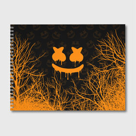 Альбом для рисования с принтом MARSHMELLO HALLOWEEN в Тюмени, 100% бумага
 | матовая бумага, плотность 200 мг. | america | dj | halloween | marshmello | marshmello halloween | usa | америка | маршмелло | маршмелло хеллоуин | хеллоуин