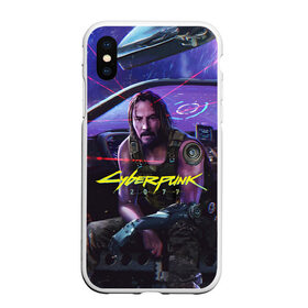 Чехол для iPhone XS Max матовый с принтом CYBERPUNK 2077 - КИАНУ в Тюмени, Силикон | Область печати: задняя сторона чехла, без боковых панелей | Тематика изображения на принте: 2077 | cyber | cyberpunk | demon | glitch | keanu | logo | punk | reeves | samurai | symbol | team | trauma | глитч | демон | киану | кибер | киберпанк | клан | лого | логотип | огонь | панк | ривз | самурай | символ