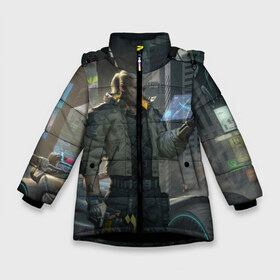 Зимняя куртка для девочек 3D с принтом Cyber Geralt в Тюмени, ткань верха — 100% полиэстер; подклад — 100% полиэстер, утеплитель — 100% полиэстер. | длина ниже бедра, удлиненная спинка, воротник стойка и отстегивающийся капюшон. Есть боковые карманы с листочкой на кнопках, утяжки по низу изделия и внутренний карман на молнии. 

Предусмотрены светоотражающий принт на спинке, радужный светоотражающий элемент на пуллере молнии и на резинке для утяжки. | cd project red | cyberpunk 2077 | demon | games | geralt | keanu reeves | samurai | the witcher | ведьмак | геральт | демон | игры | киану ривз | киберпанк 2077 | самурай