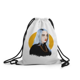 Рюкзак-мешок 3D с принтом Billie Eilish в Тюмени, 100% полиэстер | плотность ткани — 200 г/м2, размер — 35 х 45 см; лямки — толстые шнурки, застежка на шнуровке, без карманов и подкладки | bad | billie | boy | boys | eilish | girl | girls | music | pop | rap | sad | trend | билли | грустно | девочка | девочки | девушка | мальчик | музыка | поп | рэп | тренд | эйлиш