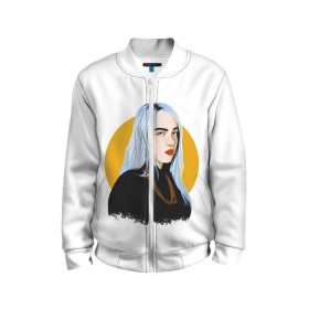 Детский бомбер 3D с принтом Billie Eilish в Тюмени, 100% полиэстер | застегивается на молнию, по бокам два кармана без застежек, мягкие манжеты, по низу бомбера и на воротнике — эластичная резинка | bad | billie | boy | boys | eilish | girl | girls | music | pop | rap | sad | trend | билли | грустно | девочка | девочки | девушка | мальчик | музыка | поп | рэп | тренд | эйлиш