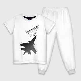 Детская пижама хлопок с принтом Внешность обманчива в Тюмени, 100% хлопок |  брюки и футболка прямого кроя, без карманов, на брюках мягкая резинка на поясе и по низу штанин
 | бумажный | оригами | самолёт | самолётик | тень | чсв