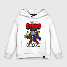 Детское худи Oversize хлопок с принтом BRAWL STARS CROW в Тюмени, френч-терри — 70% хлопок, 30% полиэстер. Мягкий теплый начес внутри —100% хлопок | боковые карманы, эластичные манжеты и нижняя кромка, капюшон на магнитной кнопке | brawl stars | brawl stars crow | brawler | crow | бравл старз | бравлер | ворон