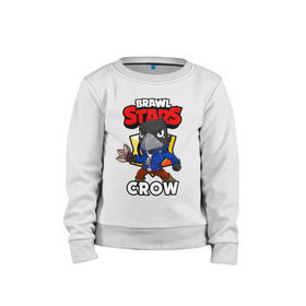 Детский свитшот хлопок с принтом BRAWL STARS CROW в Тюмени, 100% хлопок | круглый вырез горловины, эластичные манжеты, пояс и воротник | brawl stars | brawl stars crow | brawler | crow | бравл старз | бравлер | ворон