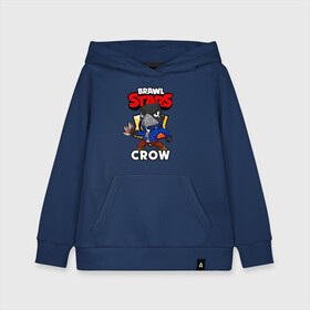 Детская толстовка хлопок с принтом BRAWL STARS CROW в Тюмени, 100% хлопок | Круглый горловой вырез, эластичные манжеты, пояс, капюшен | brawl stars | brawl stars crow | brawler | crow | бравл старз | бравлер | ворон