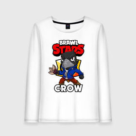 Женский лонгслив хлопок с принтом BRAWL STARS CROW в Тюмени, 100% хлопок |  | brawl stars | brawl stars crow | brawler | crow | бравл старз | бравлер | ворон