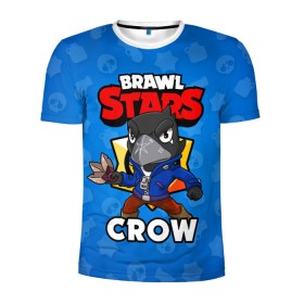 Мужская футболка 3D спортивная с принтом BRAWL STARS CROW в Тюмени, 100% полиэстер с улучшенными характеристиками | приталенный силуэт, круглая горловина, широкие плечи, сужается к линии бедра | brawl stars | brawl stars crow | brawler | crow | бравл старз | бравлер | ворон