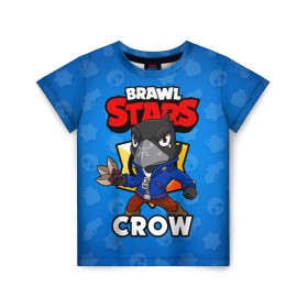 Детская футболка 3D с принтом BRAWL STARS CROW в Тюмени, 100% гипоаллергенный полиэфир | прямой крой, круглый вырез горловины, длина до линии бедер, чуть спущенное плечо, ткань немного тянется | brawl stars | brawl stars crow | brawler | crow | бравл старз | бравлер | ворон
