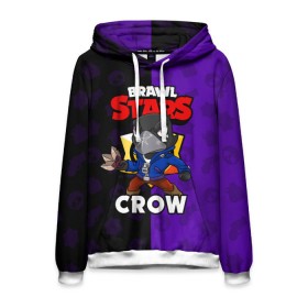 Мужская толстовка 3D с принтом BRAWL STARS CROW в Тюмени, 100% полиэстер | двухслойный капюшон со шнурком для регулировки, мягкие манжеты на рукавах и по низу толстовки, спереди карман-кенгуру с мягким внутренним слоем. | brawl stars | brawl stars crow | brawler | crow | бравл старз | бравлер | ворон