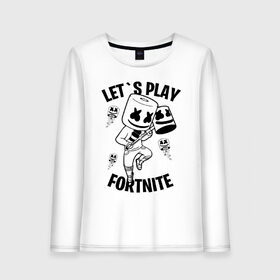 Женский лонгслив хлопок с принтом FORTNITE x MARSHMELLO в Тюмени, 100% хлопок |  | fortnite | fortnite 2 | fortnite x | marshmello | ninja | ninja hyper streamer | ninja streamer | streamer | tyler blevins | маршмелло | ниндзя | фортнайт | фортнайт 2 | фортнайт глава 2