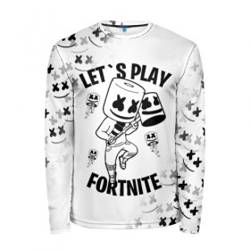 Мужской лонгслив 3D с принтом FORTNITE x MARSHMELLO в Тюмени, 100% полиэстер | длинные рукава, круглый вырез горловины, полуприлегающий силуэт | fortnite | fortnite 2 | fortnite x | marshmello | ninja | ninja hyper streamer | ninja streamer | streamer | tyler blevins | маршмелло | ниндзя | фортнайт | фортнайт 2 | фортнайт глава 2