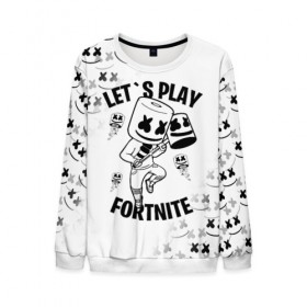 Мужской свитшот 3D с принтом FORTNITE x MARSHMELLO в Тюмени, 100% полиэстер с мягким внутренним слоем | круглый вырез горловины, мягкая резинка на манжетах и поясе, свободная посадка по фигуре | fortnite | fortnite 2 | fortnite x | marshmello | ninja | ninja hyper streamer | ninja streamer | streamer | tyler blevins | маршмелло | ниндзя | фортнайт | фортнайт 2 | фортнайт глава 2