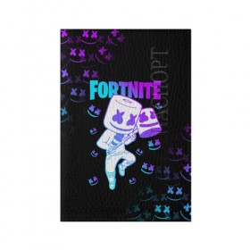 Обложка для паспорта матовая кожа с принтом FORTNITE x MARSHMELLO в Тюмени, натуральная матовая кожа | размер 19,3 х 13,7 см; прозрачные пластиковые крепления | fortnite | fortnite 2 | fortnite x | marshmello | ninja | ninja hyper streamer | ninja streamer | streamer | tyler blevins | маршмелло | ниндзя | фортнайт | фортнайт 2 | фортнайт глава 2