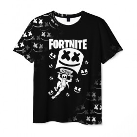 Мужская футболка 3D с принтом FORTNITE x MARSHMELLO в Тюмени, 100% полиэфир | прямой крой, круглый вырез горловины, длина до линии бедер | fortnite | fortnite 2 | fortnite x | marshmello | ninja | ninja hyper streamer | ninja streamer | streamer | tyler blevins | маршмелло | ниндзя | фортнайт | фортнайт 2 | фортнайт глава 2