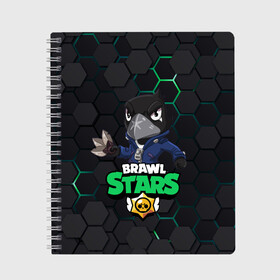 Тетрадь с принтом Crow (Brawl Stars) в Тюмени, 100% бумага | 48 листов, плотность листов — 60 г/м2, плотность картонной обложки — 250 г/м2. Листы скреплены сбоку удобной пружинной спиралью. Уголки страниц и обложки скругленные. Цвет линий — светло-серый
 | brawl stars | crow | game | leon | бравл | бравл стар | бравл старс | ворон | ворона | детская | детям | игра | компьютерная игра | кров | леон | персонаж | развлечение