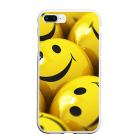 Чехол для iPhone 7Plus/8 Plus матовый с принтом YELLOW SMILE в Тюмени, Силикон | Область печати: задняя сторона чехла, без боковых панелей | emoji | настроение | позитив | смайлики | смайлы | стикеры | текстура смайл | улыбки | фон смайл | эмодзи