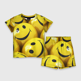 Детский костюм с шортами 3D с принтом YELLOW SMILE в Тюмени,  |  | emoji | настроение | позитив | смайлики | смайлы | стикеры | текстура смайл | улыбки | фон смайл | эмодзи