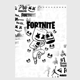 Скетчбук с принтом FORTNITE MARSHMELLO в Тюмени, 100% бумага
 | 48 листов, плотность листов — 100 г/м2, плотность картонной обложки — 250 г/м2. Листы скреплены сверху удобной пружинной спиралью | fnchap2 | fortnite | fortnite 2 | fortnite x | marshmello | ninja | ninja hyper streamer | ninja streamer | streamer | tyler blevins | маршмелло | ниндзя | фортнайт | фортнайт 2 | фортнайт глава 2