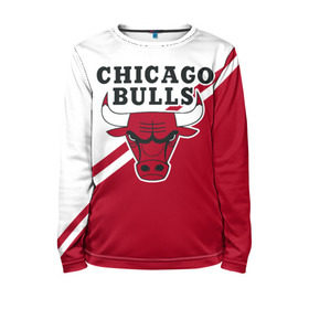 Детский лонгслив 3D с принтом Chicago Bulls Red-White в Тюмени, 100% полиэстер | длинные рукава, круглый вырез горловины, полуприлегающий силуэт
 | bulls | chicago | chicago bulls | nba | баскетбол | буллз | нба | чикаго | чикаго буллз