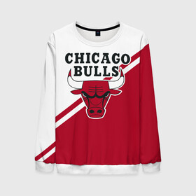 Мужской свитшот 3D с принтом Chicago Bulls Red-White в Тюмени, 100% полиэстер с мягким внутренним слоем | круглый вырез горловины, мягкая резинка на манжетах и поясе, свободная посадка по фигуре | bulls | chicago | chicago bulls | nba | баскетбол | буллз | нба | чикаго | чикаго буллз