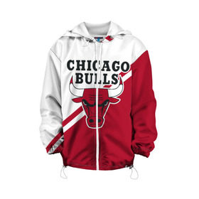 Детская куртка 3D с принтом Chicago Bulls Red-White в Тюмени, 100% полиэстер | застежка — молния, подол и капюшон оформлены резинкой с фиксаторами, по бокам — два кармана без застежек, один потайной карман на груди, плотность верхнего слоя — 90 г/м2; плотность флисового подклада — 260 г/м2 | Тематика изображения на принте: bulls | chicago | chicago bulls | nba | баскетбол | буллз | нба | чикаго | чикаго буллз