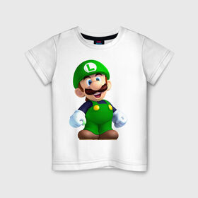 Детская футболка хлопок с принтом Luigi`s Mansion в Тюмени, 100% хлопок | круглый вырез горловины, полуприлегающий силуэт, длина до линии бедер | game | luigis mansion | mario | nintendo | видеоигра | игра | луиджи | марио | привидение | призрак