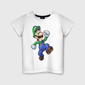Детская футболка хлопок с принтом Luigis Mansion в Тюмени, 100% хлопок | круглый вырез горловины, полуприлегающий силуэт, длина до линии бедер | game | luigis mansion | mario | nintendo | видеоигра | игра | луиджи | марио | привидение | призрак