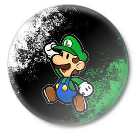 Значок с принтом Luigis Mansion в Тюмени,  металл | круглая форма, металлическая застежка в виде булавки | game | luigis mansion | mario | nintendo | видеоигра | игра | луиджи | марио | привидение | призрак