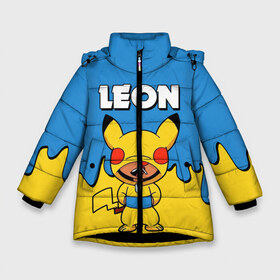 Зимняя куртка для девочек 3D с принтом Brawl Stars Leon Pikachu в Тюмени, ткань верха — 100% полиэстер; подклад — 100% полиэстер, утеплитель — 100% полиэстер. | длина ниже бедра, удлиненная спинка, воротник стойка и отстегивающийся капюшон. Есть боковые карманы с листочкой на кнопках, утяжки по низу изделия и внутренний карман на молнии. 

Предусмотрены светоотражающий принт на спинке, радужный светоотражающий элемент на пуллере молнии и на резинке для утяжки. | brawl stars | brawl stars crow | brawl stars crow phoenix | brawl stars leon | brawl stars leon shark | brawl stars robot spike | brawl stars spike | бравл старс