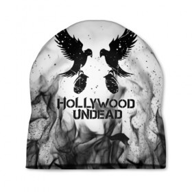 Шапка 3D с принтом HOLLYWOOD UNDEAD в Тюмени, 100% полиэстер | универсальный размер, печать по всей поверхности изделия | deuce | hollywood undead | hu | j dog | shady jeff | голливуд | голливудская нежить | даниэль мурильо | джордан террелл | джордж артур рейган | дилан альварес | мэттью сент клер | нежить