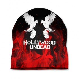 Шапка 3D с принтом HOLLYWOOD UNDEAD в Тюмени, 100% полиэстер | универсальный размер, печать по всей поверхности изделия | deuce | hollywood undead | hu | j dog | shady jeff | голливуд | голливудская нежить | даниэль мурильо | джордан террелл | джордж артур рейган | дилан альварес | мэттью сент клер | нежить