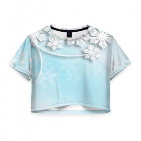 Женская футболка Cropp-top с принтом ЛЕДЯНОЙ УЗОР в Тюмени, 100% полиэстер | круглая горловина, длина футболки до линии талии, рукава с отворотами | 