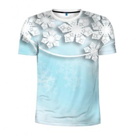 Мужская футболка 3D спортивная с принтом ЛЕДЯНОЙ УЗОР в Тюмени, 100% полиэстер с улучшенными характеристиками | приталенный силуэт, круглая горловина, широкие плечи, сужается к линии бедра | 