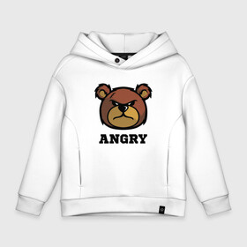 Детское худи Oversize хлопок с принтом Злой мишка ANGRY TEDDY в Тюмени, френч-терри — 70% хлопок, 30% полиэстер. Мягкий теплый начес внутри —100% хлопок | боковые карманы, эластичные манжеты и нижняя кромка, капюшон на магнитной кнопке | дикий | злой | мишка | стиль | тедди