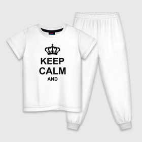 Детская пижама хлопок с принтом Keep calm and в Тюмени, 100% хлопок |  брюки и футболка прямого кроя, без карманов, на брюках мягкая резинка на поясе и по низу штанин
 | keep calm and | блестящий | император | король | корона | популярный | принц | сохраняй | сохраняй спокойствие | сохраняй спокойствие и | спокойствие | текст | только | царь