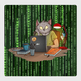 Магнитный плакат 3Х3 с принтом IT кот в Тюмени, Полимерный материал с магнитным слоем | 9 деталей размером 9*9 см | bird born | birdborn | it | девушки | другу | ирония | компьютер | матрица | мужу | подарок | программист | профессия | хобби | шутка