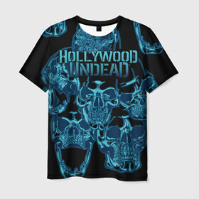 Мужская футболка 3D с принтом Hollywood Undead в Тюмени, 100% полиэфир | прямой крой, круглый вырез горловины, длина до линии бедер | been | bloody nose | california | hell | lyrics | music | octone | official | psalms | records | rock | song | to | vevo | video | кранккор | метал | рэп рок | электроник