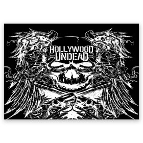 Поздравительная открытка с принтом Hollywood Undead в Тюмени, 100% бумага | плотность бумаги 280 г/м2, матовая, на обратной стороне линовка и место для марки
 | Тематика изображения на принте: been | bloody nose | california | hell | lyrics | music | octone | official | psalms | records | rock | song | to | vevo | video | кранккор | метал | рэп рок | электроник