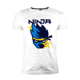 Мужская футболка премиум с принтом FORTNITE NINJA в Тюмени, 92% хлопок, 8% лайкра | приталенный силуэт, круглый вырез ворота, длина до линии бедра, короткий рукав | chapter 2 | fortnite | fortnite ninja | ninja | игры | ниндзя | нинзя | сюрекен | фортнайт