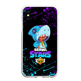 Чехол для iPhone XS Max матовый с принтом BRAWL STARS LEON SHARK в Тюмени, Силикон | Область печати: задняя сторона чехла, без боковых панелей | brawl stars | bull | colt | crow | leon | leon shark | shark | stars | акула | берли | ворон | динамайк | кольт | леон | леон акула | нита | спайк | шелли | эль примо