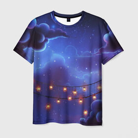 Мужская футболка 3D с принтом НОВОГОДНЯЯ НОЧЬ в Тюмени, 100% полиэфир | прямой крой, круглый вырез горловины, длина до линии бедер | star | stars | texture | вечер | вечерние иллюстрации | звезда | звезды | ночной пейзаж | ночные | ночь | природа | прогулки | текстуры