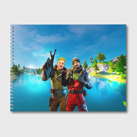 Альбом для рисования с принтом Fortnite Boys Water в Тюмени, 100% бумага
 | матовая бумага, плотность 200 мг. | battleroyale | fortnite | fortnitebattleroyale | fortnitebr | fortnites | season 2 | королевская битва | фортнайт