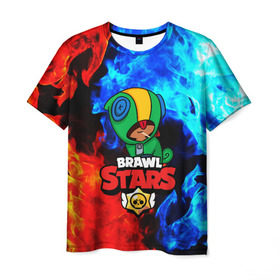 Мужская футболка 3D с принтом BRAWL STARS LEON в Тюмени, 100% полиэфир | прямой крой, круглый вырез горловины, длина до линии бедер | android | brawl stars | games | leon | mobile | stars | игры | леон | мобильные игры