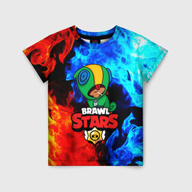 Детская футболка 3D с принтом BRAWL STARS LEON в Тюмени, 100% гипоаллергенный полиэфир | прямой крой, круглый вырез горловины, длина до линии бедер, чуть спущенное плечо, ткань немного тянется | android | brawl stars | games | leon | mobile | stars | игры | леон | мобильные игры