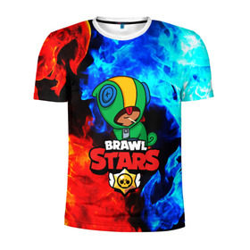 Мужская футболка 3D спортивная с принтом BRAWL STARS LEON в Тюмени, 100% полиэстер с улучшенными характеристиками | приталенный силуэт, круглая горловина, широкие плечи, сужается к линии бедра | android | brawl stars | games | leon | mobile | stars | игры | леон | мобильные игры