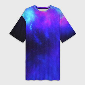 Платье-футболка 3D с принтом СЕВЕРНОЕ СИЯНИЕ в Тюмени,  |  | galaxy | nasa | nebula | space | star | абстракция | вселенная | галактика | звезда | звезды | космический | наса | огонь | планеты