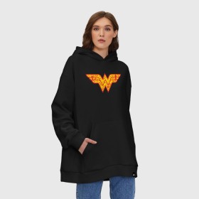 Худи SuperOversize хлопок с принтом Wonder woman в Тюмени, 70% хлопок, 30% полиэстер, мягкий начес внутри | карман-кенгуру, эластичная резинка на манжетах и по нижней кромке, двухслойный капюшон
 | dc | dc comics | diana prince | shtatjl | wonder woman | вандер вуман | вондер вуман | галь гадот | диана принс | супер женщина | чудо женщина